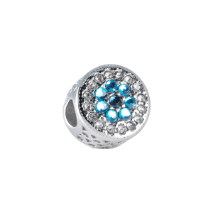 Berloque Espaçador Prata Cravejado Azul