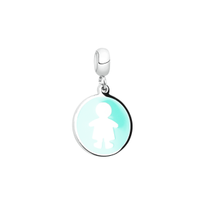 Berloque Pingente Prata Medalha Menino Azul
