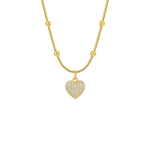 Colar Coração Esferas Banhado a Ouro 18k