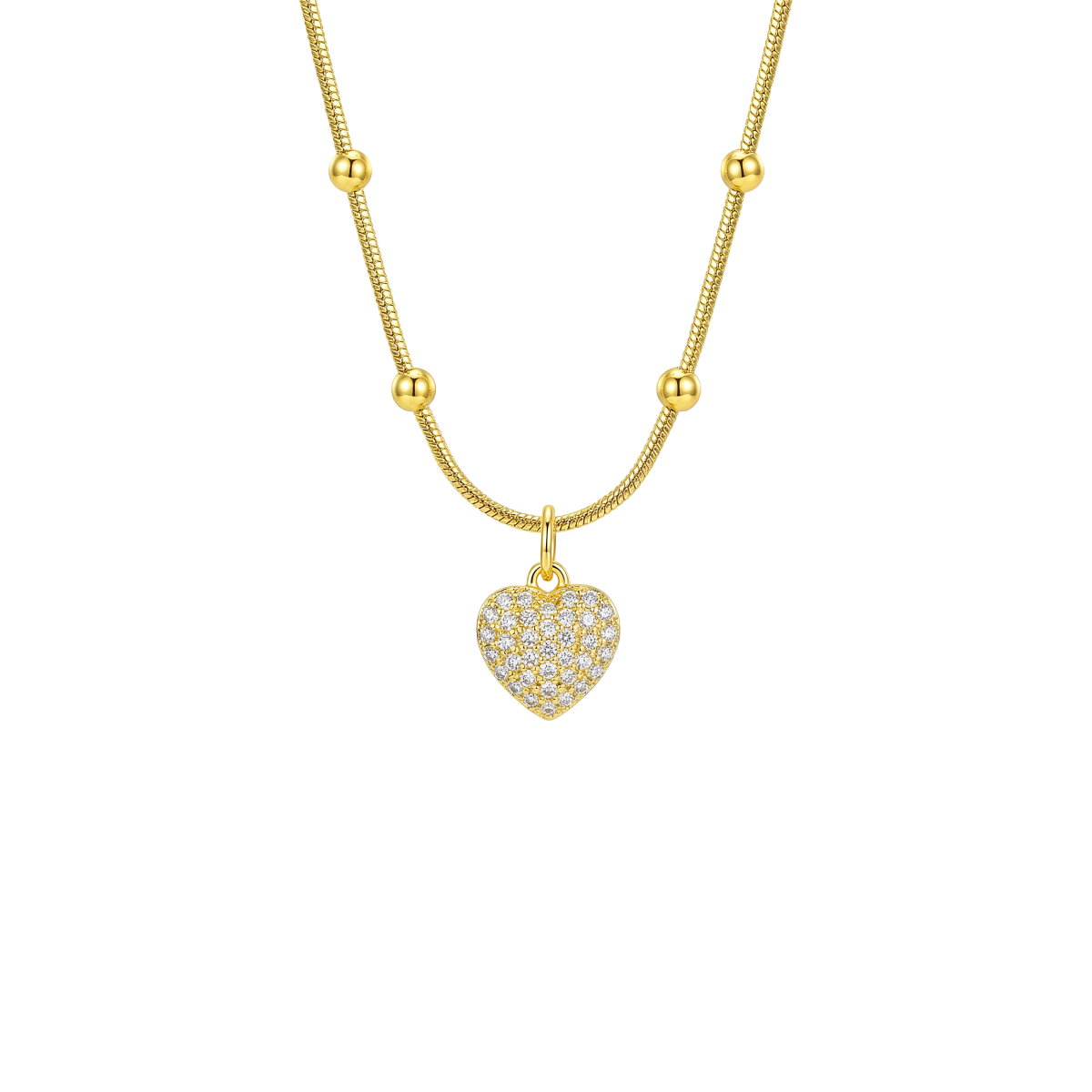 Colar Coração Esferas Banhado a Ouro 18k - Image 2