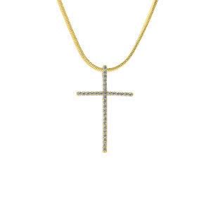 Colar Crucifixo Slim Cravejado Banhado a Ouro 18k