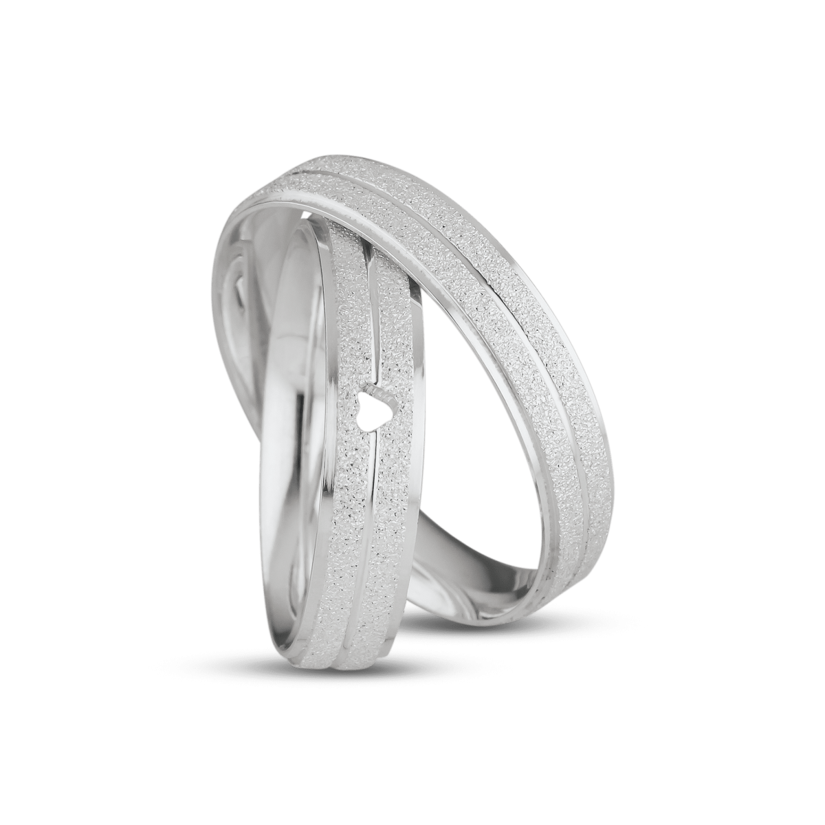 Par de Alianças de Prata 950 Diamantada Cuore 4mm