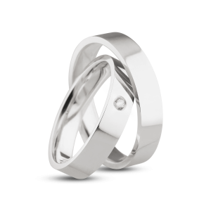 Par de Alianças de Prata 950 Reta 4mm com Zircônia