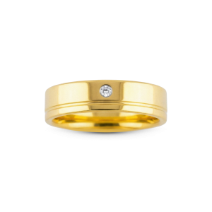 Aliança Banhada Ouro 24k Beloved 6mm com Zircônia