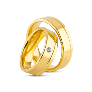Par de Alianças Banhada Ouro 24k Beloved 6mm com Zircônia