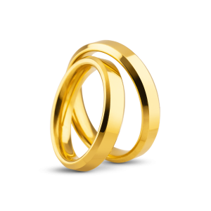 Par de Alianças Banhada Ouro 24k Chanfrada 4mm