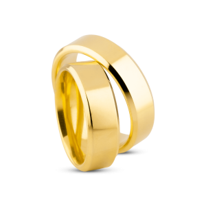 Par de Alianças Banhada Ouro 24k Chanfrada 6mm