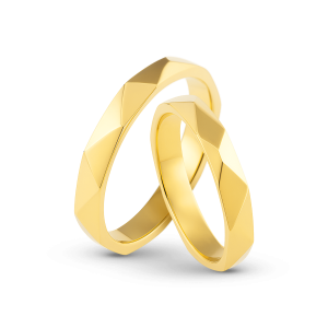 Par de Alianças Banhada Ouro 24k Lapidada 4mm