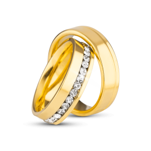 Par de Alianças Banhada Ouro 24k Nápoles 6mm com Zircônia