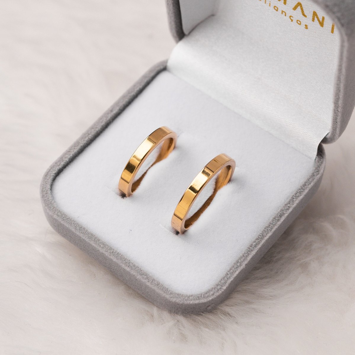Par de Alianças Banhada Ouro 24k Reta 3mm - Image 3