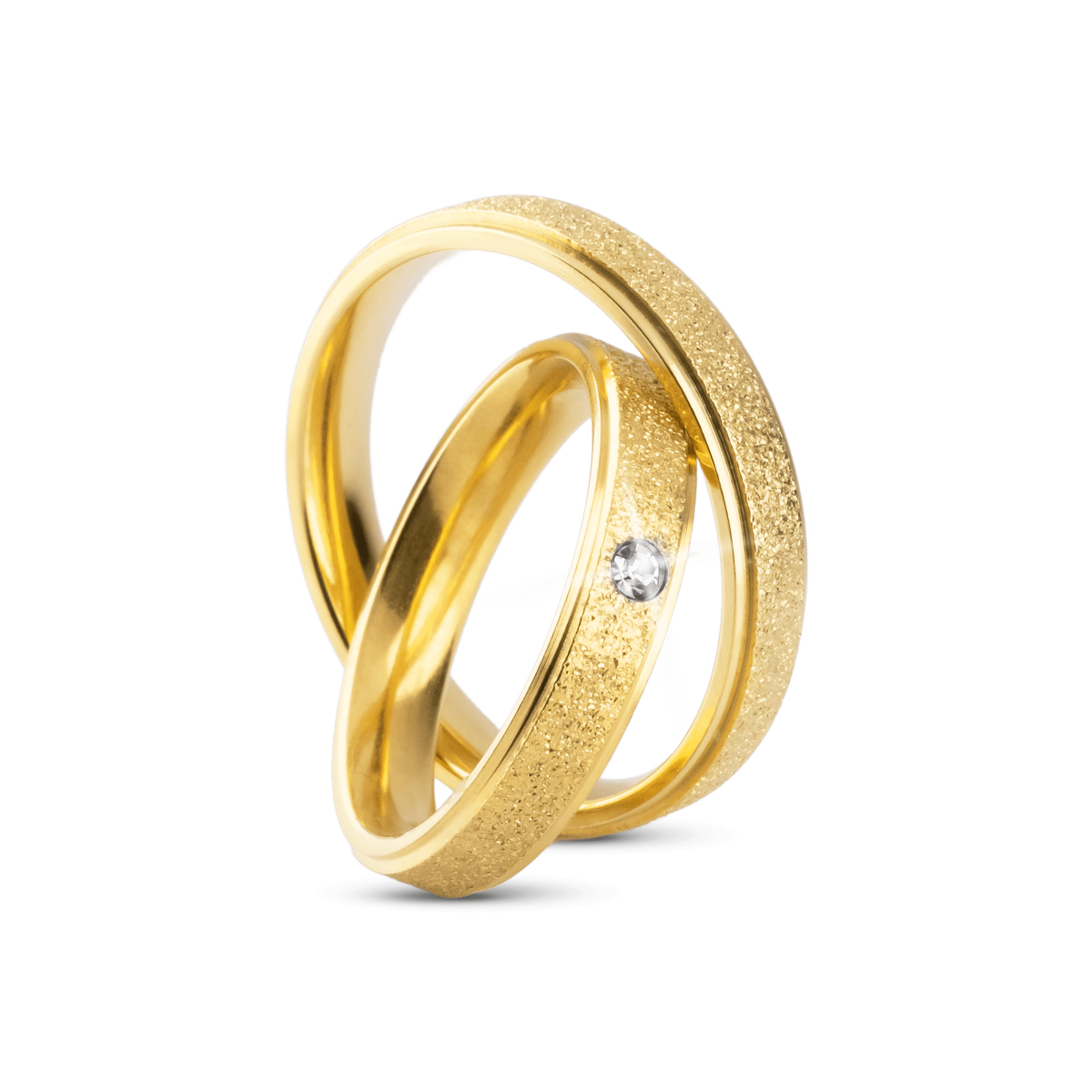 Par de Alianças Banhada Ouro 24k Rimini 4mm com Zircônia