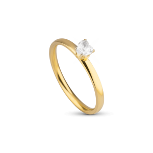 Solitário Banhado Ouro 24k Coração 2mm