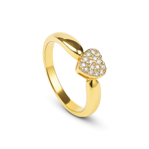 Solitário Banhado Ouro 18k Cuore Cravejado 3mm