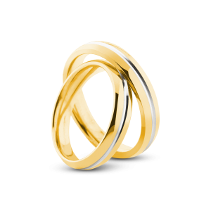 Par de Alianças Banhada Ouro 24k Tradoni Bodas Fio Prata 4mm