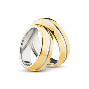 Par de Alianças Banhada Ouro 24k Tradoni Bodas Fio Prata 6mm