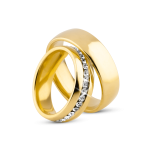Par de Alianças Banhada Ouro 24k Vicenza 6mm