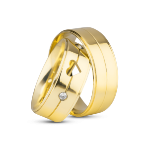 Par de Alianças de Moeda 18k Cuore 7mm com Zircônia