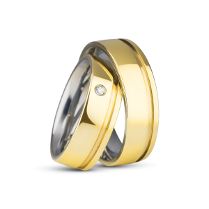 Par de Alianças de Moeda 18k Beloved 6mm com Zircônia