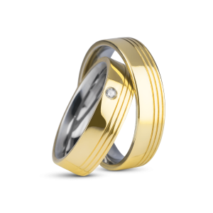 Par de Alianças de Moeda 18k Rischi 5mm com Zircônia