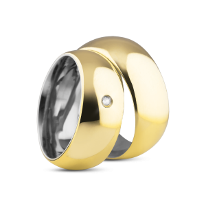 Par de Alianças de Moeda 18k Tradoni 8mm com Zircônia