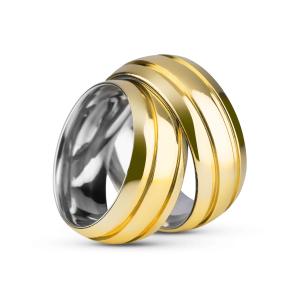 Par de Alianças de Moeda 18k Frise 8mm